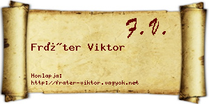 Fráter Viktor névjegykártya